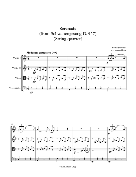 Free Sheet Music Serenade From Schwanengesang D 957 String Quartet