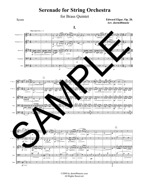 Serenade In E Minor For Brass Quintet Sheet Music