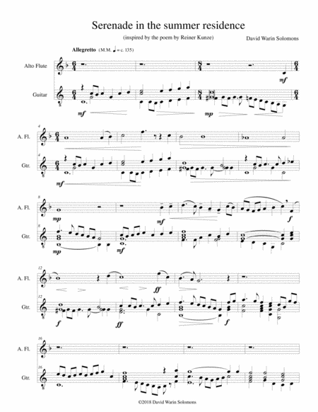 Serenade In The Summer Residence Serenata Nella Residenza Estiva For Alto Flute And Guitar Sheet Music