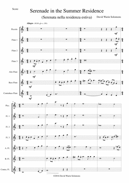 Serenade In The Summer Residence Serenata Nella Residenza Estiva For Flute Choir Or Flute Septet Sheet Music