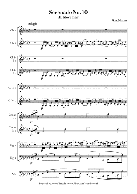 Free Sheet Music Serenade No 10 Iii Movement In Eb Wolfgang Amadeus Mozart
