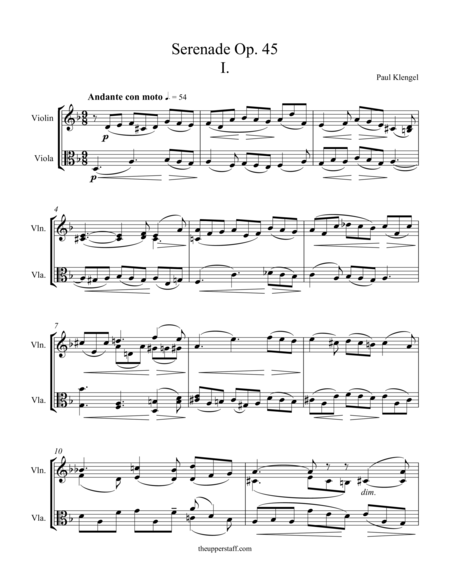 Free Sheet Music Serenade Op 45 Movement 1