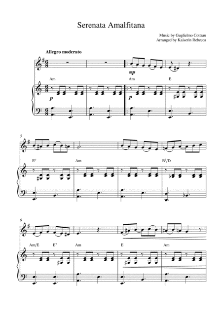 Free Sheet Music Serenata Amalfitana Serenade Of Amalfi Horn Solo And Piano Accompaniment