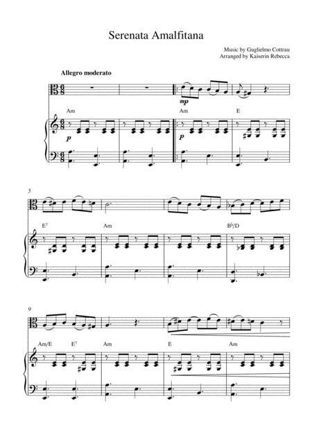 Serenata Amalfitana Serenade Of Amalfi Sheet Music