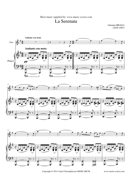 Serenata Or Angels Serenade Flute And Piano Sheet Music