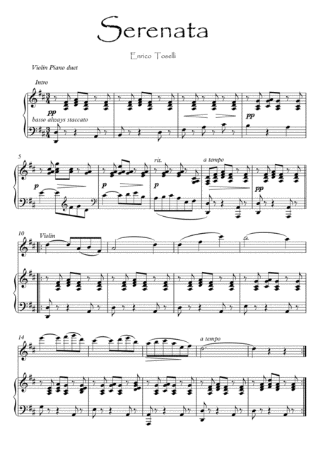 Free Sheet Music Serenata Violin Piano Duet