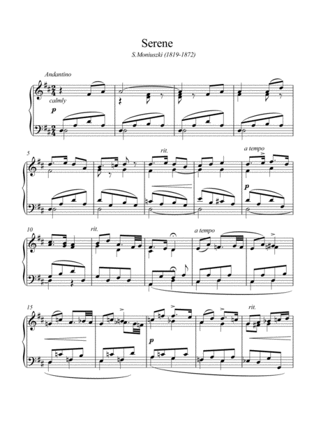 Serene Piano Solo Bys Moniuszki Sheet Music