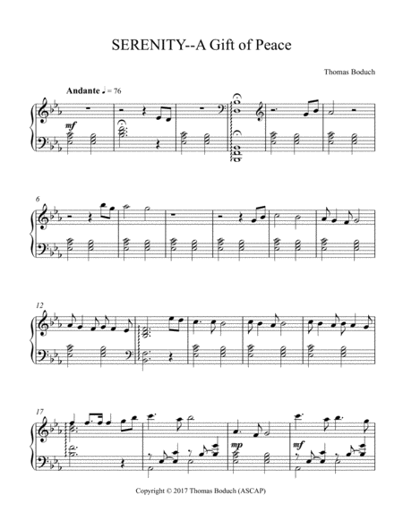 Serenity A Gift Of Peace Sheet Music