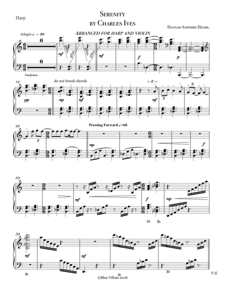 Free Sheet Music Serenity Harp Part