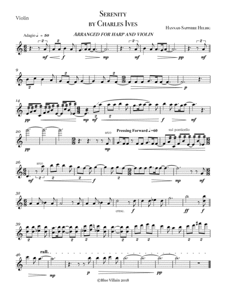 Serenity Violin Part Sheet Music