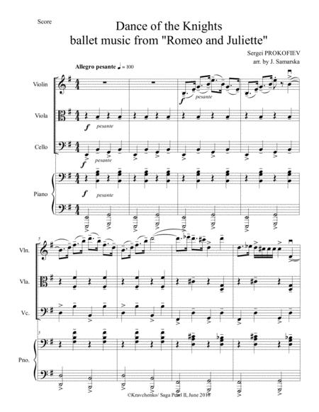 Sergei Prokofiev Montagues And Capulets Dance Of The Knights Arr For Piano Quartet Score And Parts Sheet Music