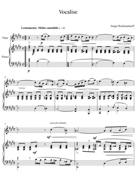 Sergei Rachmaninoff Vocalise Flute Solo Sheet Music