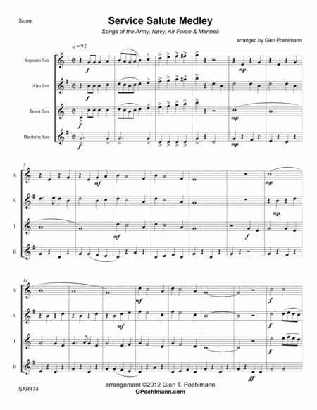 Service Salute Medley For Satb Or Aatb Saxophone Quartet Armed Forces Themes Sheet Music