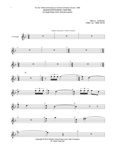 Sesquicentennial C Trumpet Sheet Music