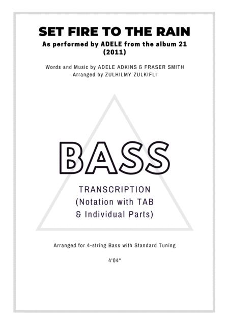 Set Fire To The Rain Bass Transcription With Tab Sheet Music