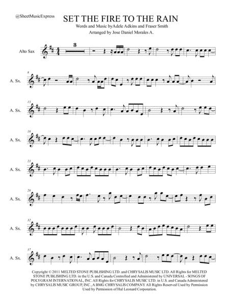 Set Fire To The Rain For Alto Sax Sheet Music