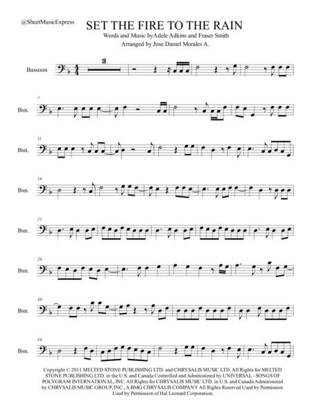 Set Fire To The Rain For Bassoon Sheet Music