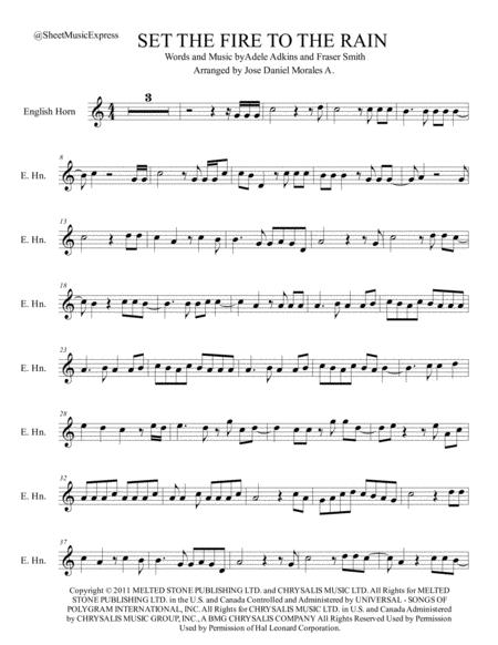 Set Fire To The Rain For English Horn Sheet Music