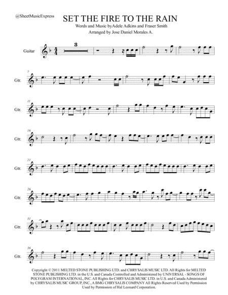 Set Fire To The Rain For Guitar Sheet Music