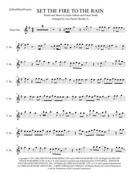 Set Fire To The Rain For Tenor Sax Sheet Music