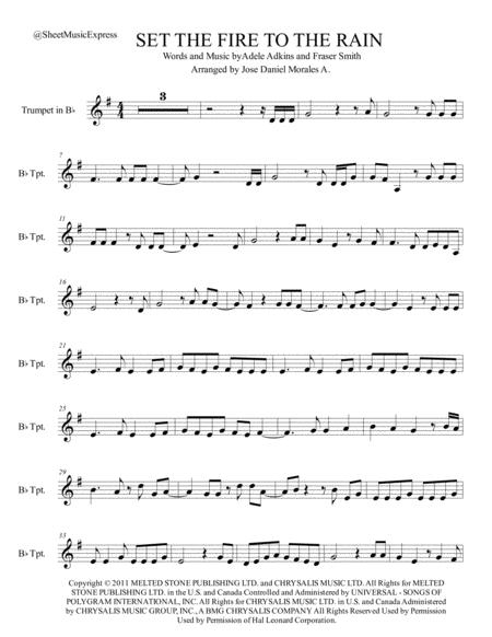 Set Fire To The Rain For Trumpet In Bb Sheet Music