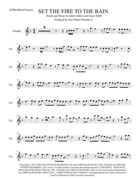 Set Fire To The Rain For Ukulele Sheet Music