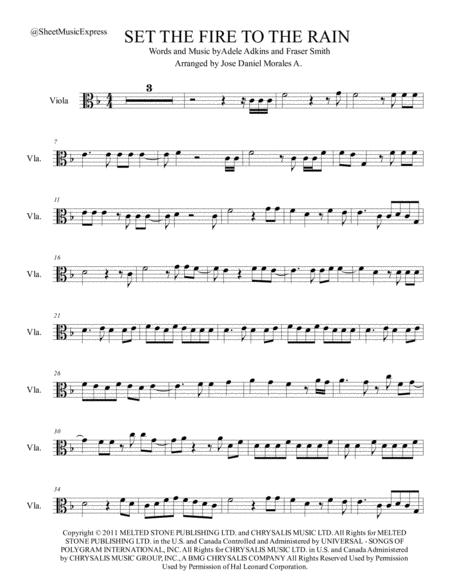 Set Fire To The Rain For Viola Sheet Music