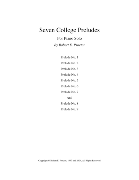 Seven College Preludes For Piano Solo Sheet Music