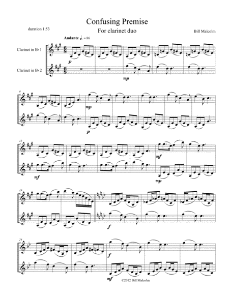 Seven Duos For Clarinets Sheet Music