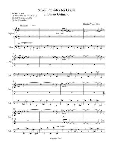 Free Sheet Music Seven Preludes For Organ 7 Basso Ostinato
