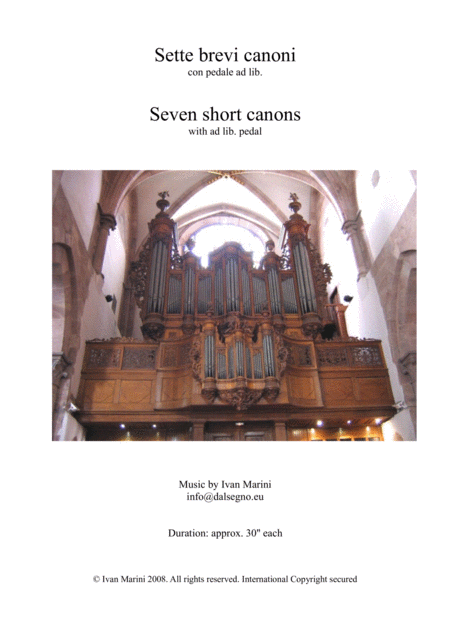 Seven Short Canons For Solo Organ Pedal Ad Lib Sheet Music