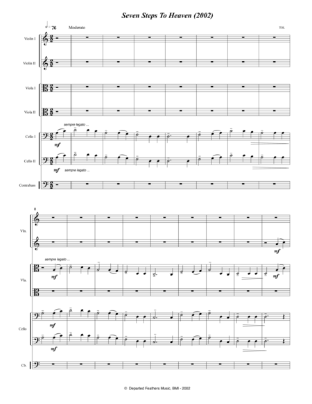 Seven Steps To Heaven 2002 For String Septet Or String Orchestra Sheet Music