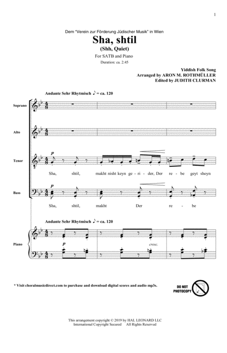 Sha Shtil Sheet Music