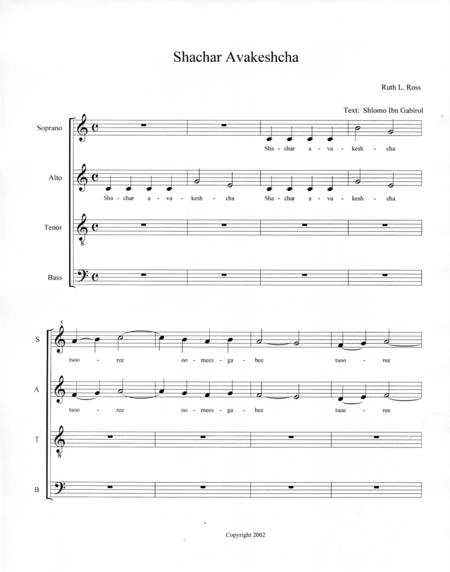 Shachar Avakeshcha At Dawn I Seek Thee Satb Sheet Music