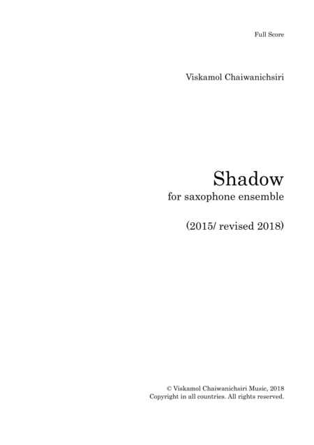 Shadow For Saxophone Ensemble Score And Parts Sheet Music