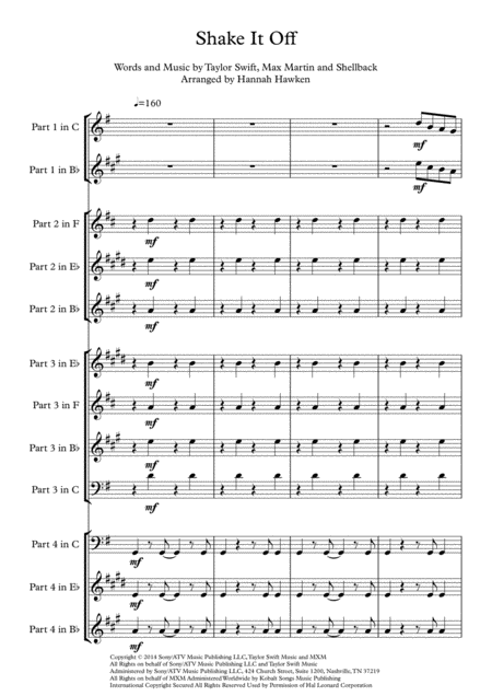 Shake It Off Flexible Ensemble Sheet Music