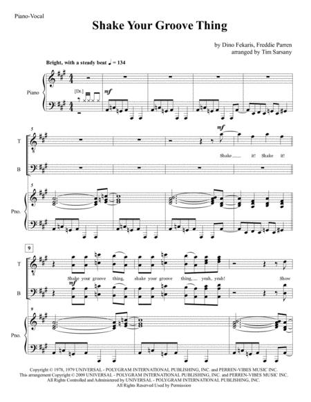 Free Sheet Music Shake Your Groove Thing
