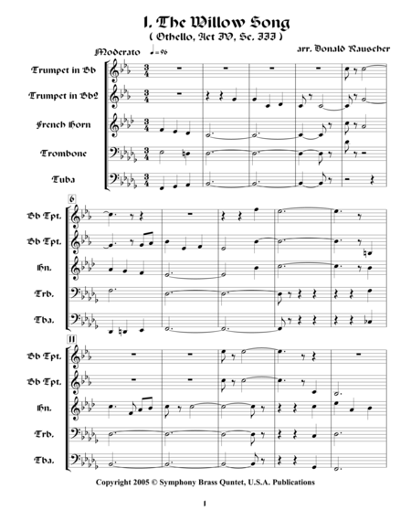 Shakespearean Music For Brass Quintet Sheet Music