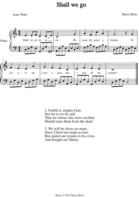 Shall We Go On To Sin A New Tune To A Wonderful Isaac Watts Hymn Sheet Music