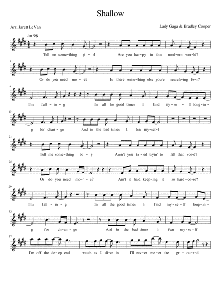 Free Sheet Music Shallow Alto Saxaphone Solo