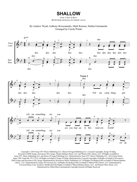 Shallow Choral Pricing Sheet Music