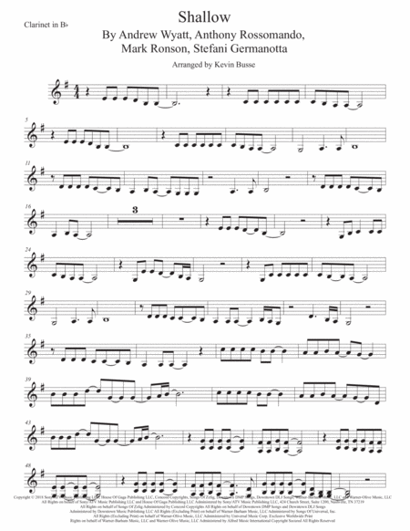 Shallow Clarinet Sheet Music