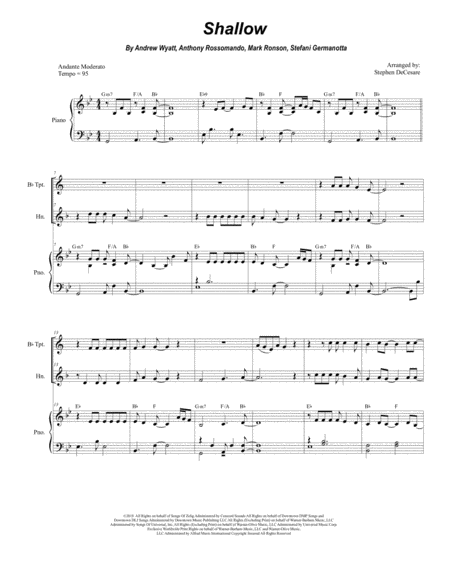 Free Sheet Music Shallow Duet For Bb Trumpet French Horn