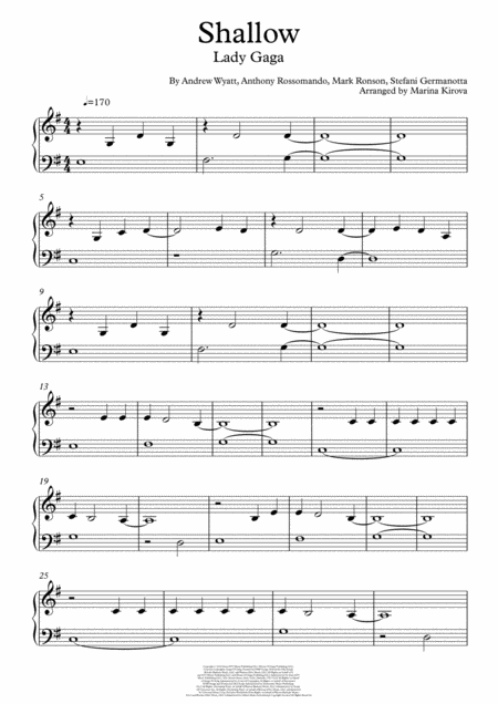 Shallow Easy Piano In Easy To Read Format Sheet Music