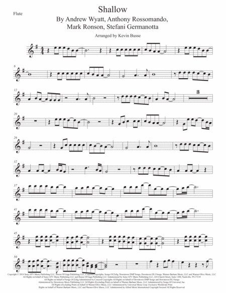 Shallow Flute Original Key Sheet Music