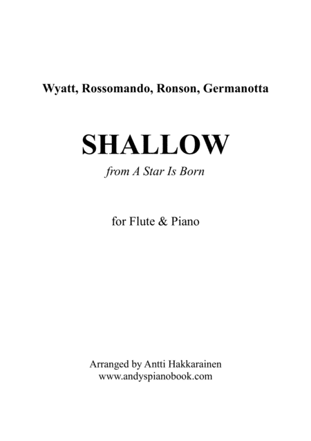 Shallow From A Star Is Born Flute Piano Sheet Music