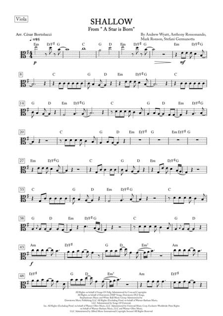 Shallow From A Star Is Born Viola Solo With Chords Sheet Music