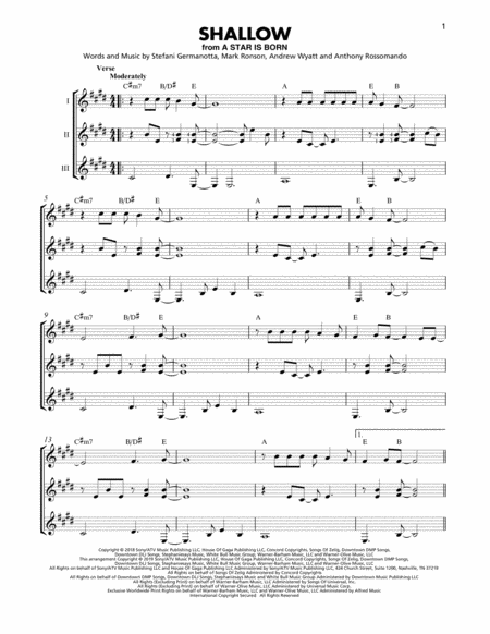 Shallow From A Star Is Born Sheet Music