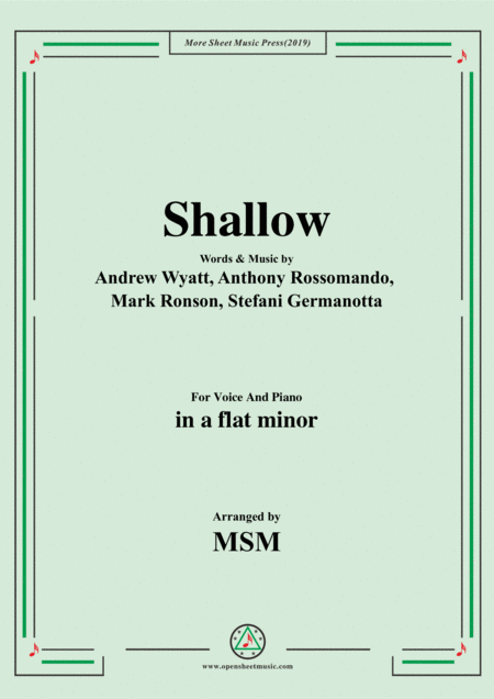 Shallow In A Flat Minor For Voice And Piano Page 1
