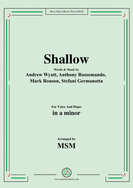 Shallow In A Minor For Voice And Piano Sheet Music